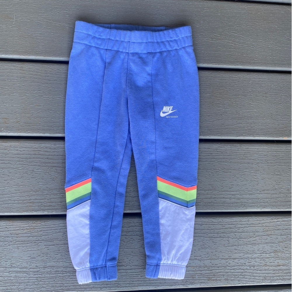 Nike Sportswear Toddler Joggers Blue Colorblock Fleece Track Pants 2T‎